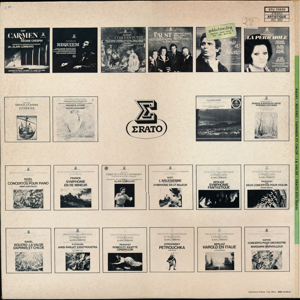 Maurice Ravel - Orchestre Philharmonique De Strasbourg , Alain Lombard - Boléro - La Valse - Daphnis Et Chloé (Suite N° 2) | Erato (STU 70930) - 2