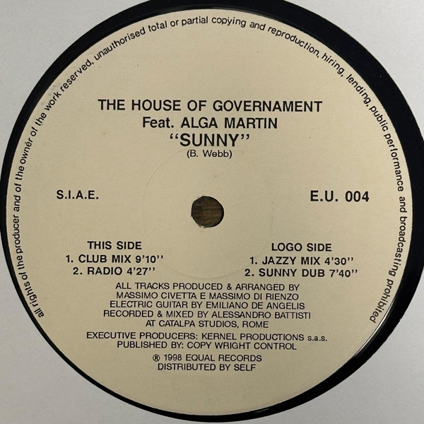 The House Of Governament Featuring Alga Martin - Sunny | Equal Records (EU004) - main The House Of Governament Featuring Alga Martin - Sunny | Equal Records (EU004) - main