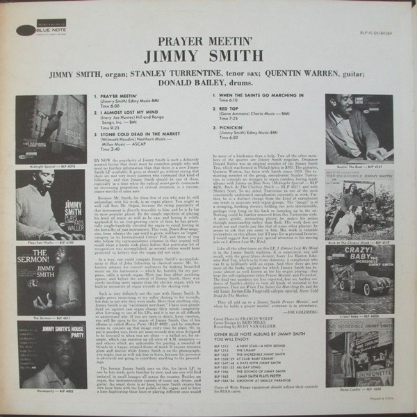 Jimmy Smith - Prayer Meetin' | Blue Note (BST 84164) - 2