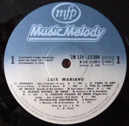 Luis Mariano - Ses Grands Succès En Espagnol - Enregistrements Originaux | Music Melody (2M 124-13509/10) - 4