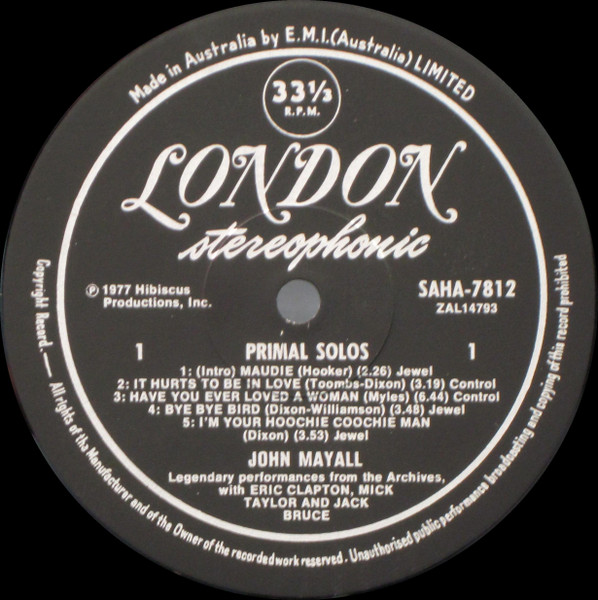 John Mayall - Primal Solos | London Records (SAHA-7812) - 3