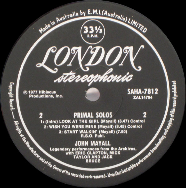 John Mayall - Primal Solos | London Records (SAHA-7812) - 4