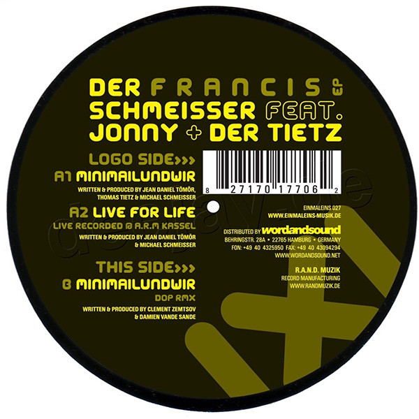 Der Schmeisser Feat. Jonny + Der Tietz - Francis EP | Einmaleins Musik (EINMALEINS 027) - main Der Schmeisser Feat. Jonny + Der Tietz - Francis EP | Einmaleins Musik (EINMALEINS 027) - main