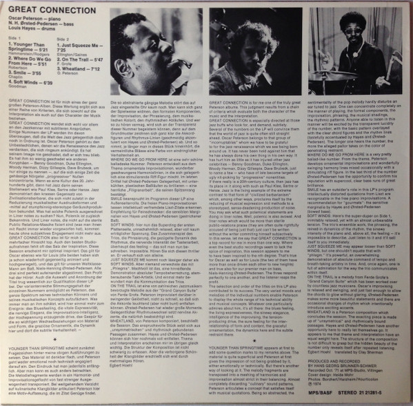 Oscar Peterson - Great Connection | MPS Records (2121281-5) - 2 Oscar Peterson - Great Connection | MPS Records (2121281-5) - 2