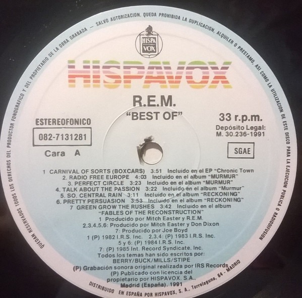R.E.M. - The Best Of R.E.M. | Hispavox (082 7131281) - 3