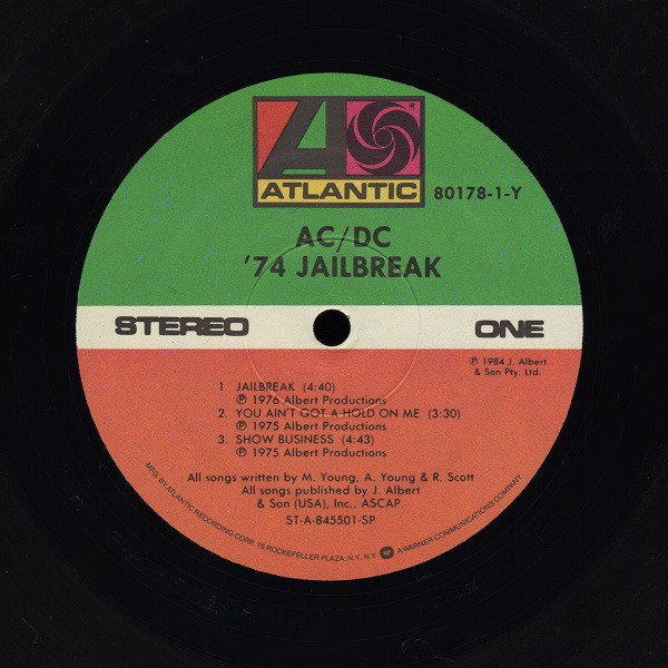 AC/DC - '74 Jailbreak | Atlantic (80178-1-Y) - 3