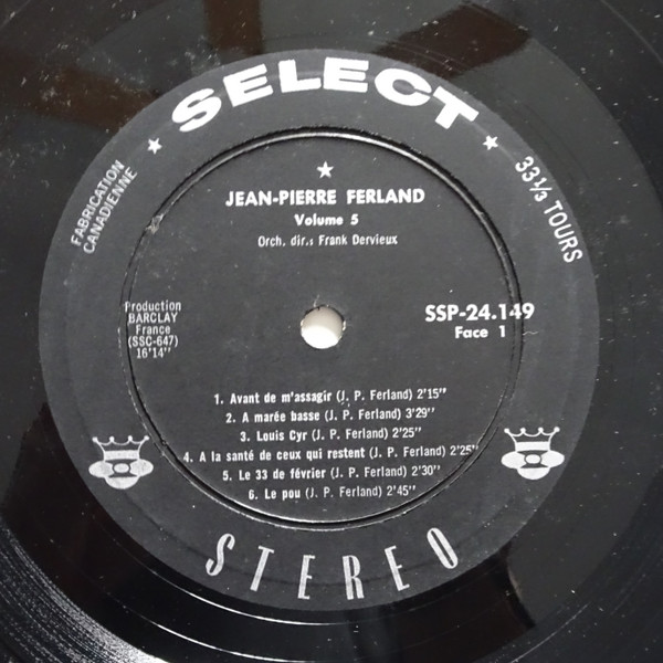 Jean-Pierre Ferland - Vol. 5 [Vinyl] | Select (SSP-24.149) - 3