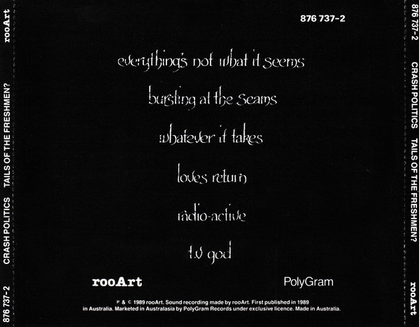 Crash Politics - Tails Of The Freshmen? CD | rooArt (876 737-2) - 2 Crash Politics - Tails Of The Freshmen? CD | rooArt (876 737-2) - 2