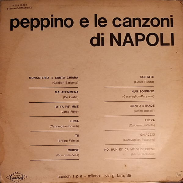 Peppino Di Capri - Peppino E Le Canzoni Di Napoli | Carisch (S.TCA 15003) - 2 Peppino Di Capri - Peppino E Le Canzoni Di Napoli | Carisch (S.TCA 15003) - 2