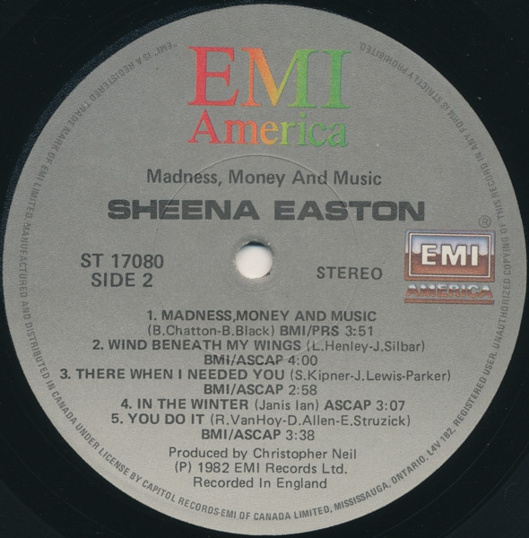 Sheena Easton - Madness, Money And Music | EMI America (ST-17080) - 2 Sheena Easton - Madness, Money And Music | EMI America (ST-17080) - 2