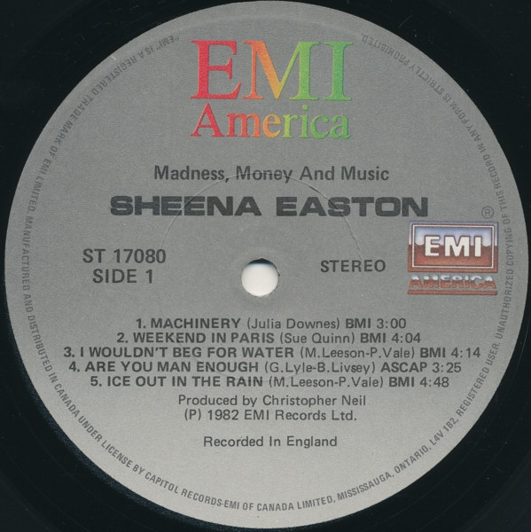 Sheena Easton - Madness, Money And Music | EMI America (ST-17080)