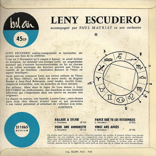 Leny Escudero - Ballade À Sylvie | Bel Air (211065) - 2 Leny Escudero - Ballade À Sylvie | Bel Air (211065) - 2