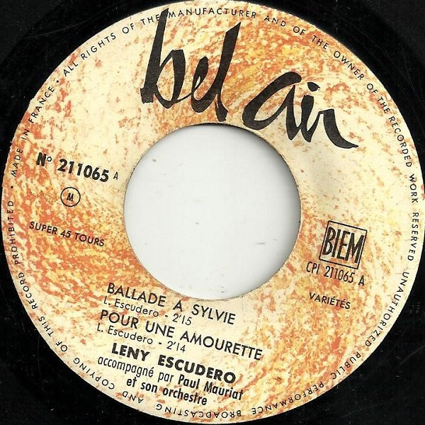 Leny Escudero - Ballade À Sylvie | Bel Air (211065) - 3 Leny Escudero - Ballade À Sylvie | Bel Air (211065) - 3