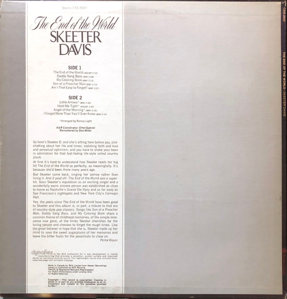 Skeeter Davis - The End Of The World | RCA Camden (CAS-2607) - 2 Skeeter Davis - The End Of The World | RCA Camden (CAS-2607) - 2