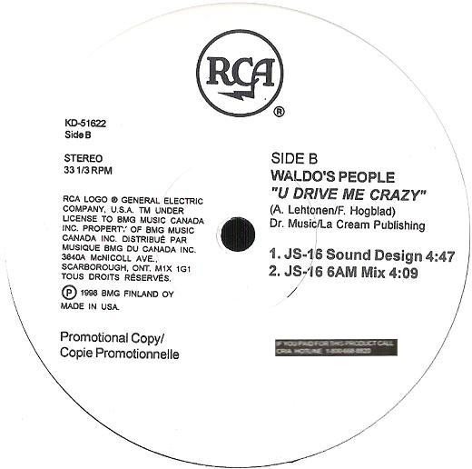 Waldo's People - U Drive Me Crazy | RCA (KD-51622) - 3