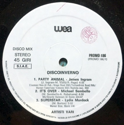 Various - Discoinverno | WEA (PROMO 186) - main Various - Discoinverno | WEA (PROMO 186) - main