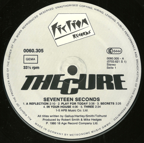 The Cure - Seventeen Seconds | Fiction Records (0060.305) - 3