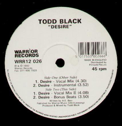 Todd Black - Desire | Warrior Records (WRR12 026) - main Todd Black - Desire | Warrior Records (WRR12 026) - main