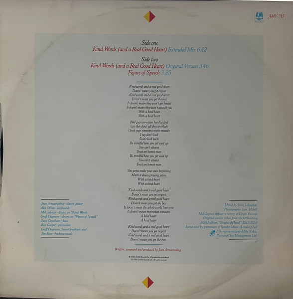 Joan Armatrading - Kind Words (And A Real Good Heart) | A&M Records (AMY 315) - 2 Joan Armatrading - Kind Words (And A Real Good Heart) | A&M Records (AMY 315) - 2