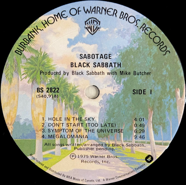 Black Sabbath - Sabotage [Vinyl] | Warner Bros. Records (BS 2822) - 3