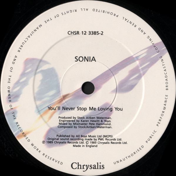 Sonia - You'll Never Stop Me Loving You (Sonia’s Kissmix) | Chrysalis (CHSR 12 3385) - 4