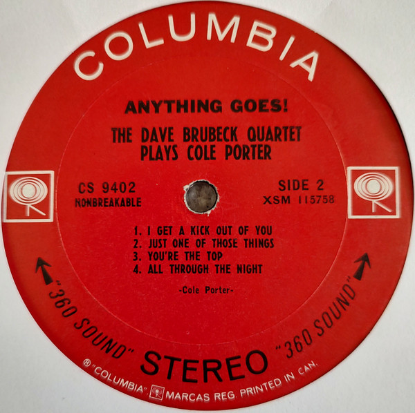 The Dave Brubeck Quartet - Anything Goes! The Dave Brubeck Quartet Plays Cole Porter [Vinyl] | Columbia (CS 9402) - 5
