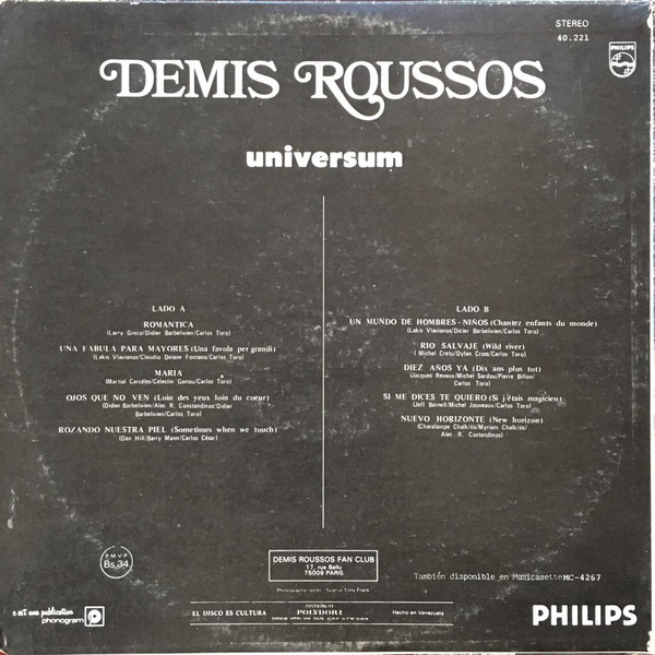 Demis Roussos - Universum | Philips (40.221) - 2