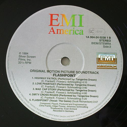 Tangerine Dream - Flashpoint (Original Motion Picture Soundtrack) | EMI America (064 24 0238 1) - 4