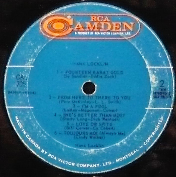 Hank Locklin - Hank Locklin | RCA Camden (CAL-705) - 2