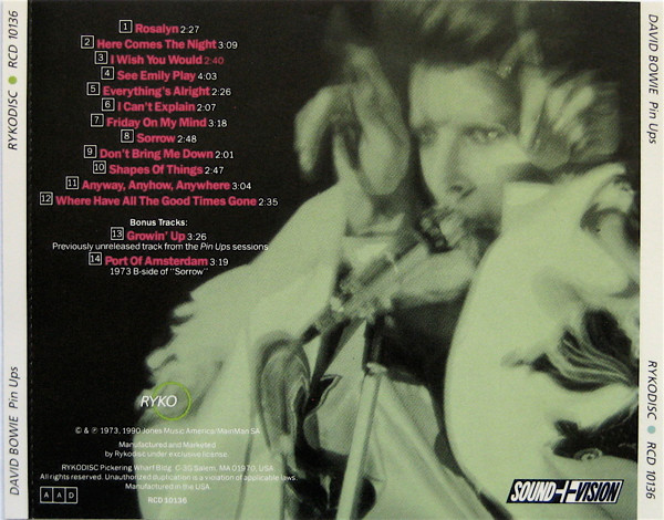 David Bowie - Pinups CD | Rykodisc (RCD 10136) - 2 David Bowie - Pinups CD | Rykodisc (RCD 10136) - 2