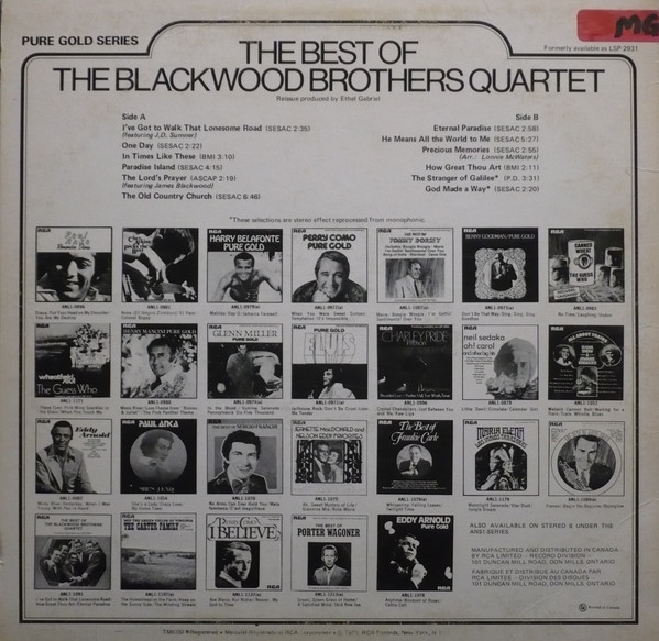 The Blackwood Brothers Quartet - The Best Of The Blackwood Brothers Quartet | RCA (ANL1-1091) - 2 The Blackwood Brothers Quartet - The Best Of The Blackwood Brothers Quartet | RCA (ANL1-1091) - 2
