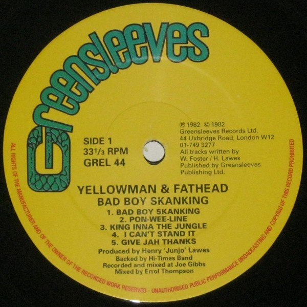 Yellowman & Fathead - Bad Boy Skanking | Greensleeves Records (GREL 44) - 3 Yellowman & Fathead - Bad Boy Skanking | Greensleeves Records (GREL 44) - 3