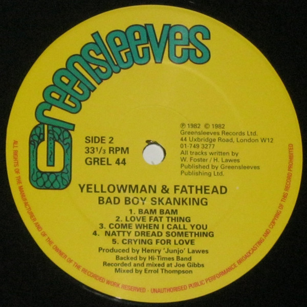 Yellowman & Fathead - Bad Boy Skanking | Greensleeves Records (GREL 44) - 4 Yellowman & Fathead - Bad Boy Skanking | Greensleeves Records (GREL 44) - 4