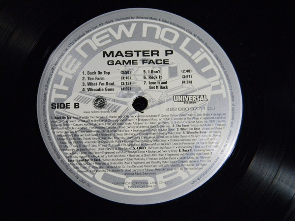 Master P - Gameface | The New No Limit Records (422 860 977-1 DJ) - main Master P - Gameface | The New No Limit Records (422 860 977-1 DJ) - main