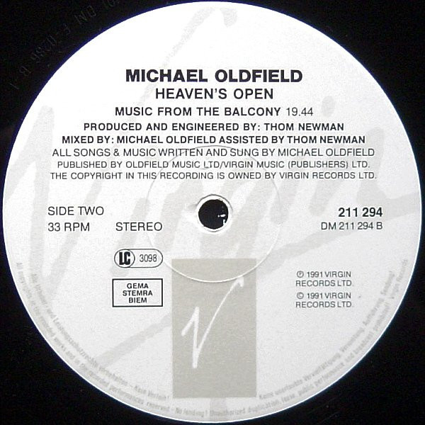Mike Oldfield - Heaven's Open | Virgin (V2653) - 4