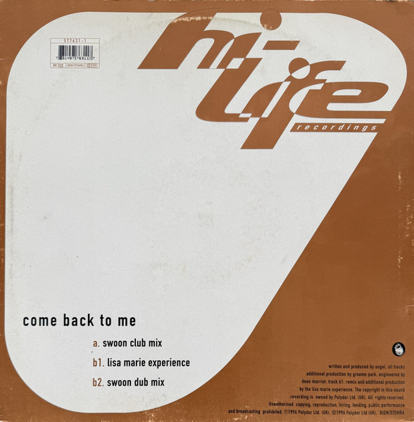 Angelheart Featuring Rochelle Harris - Come Back To Me | Hi Life Recordings (577631-1) - 2