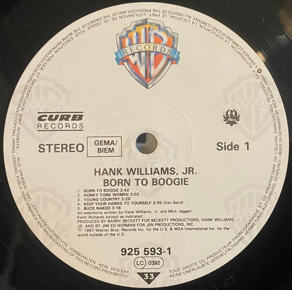 Hank Williams Jr. - Born To Boogie | Warner Bros. Records (925 593-1) - 3