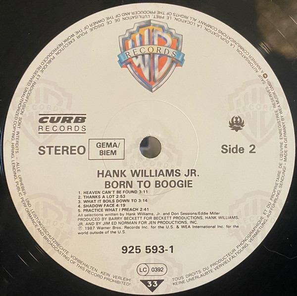 Hank Williams Jr. - Born To Boogie | Warner Bros. Records (925 593-1) - 4