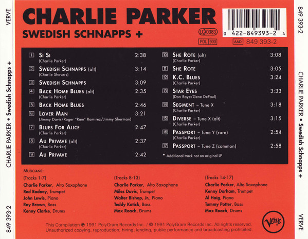 Charlie Parker - Swedish Schnapps + The Great Quintet Sessions 1949-51 | Verve Records (849 393-2) - 2