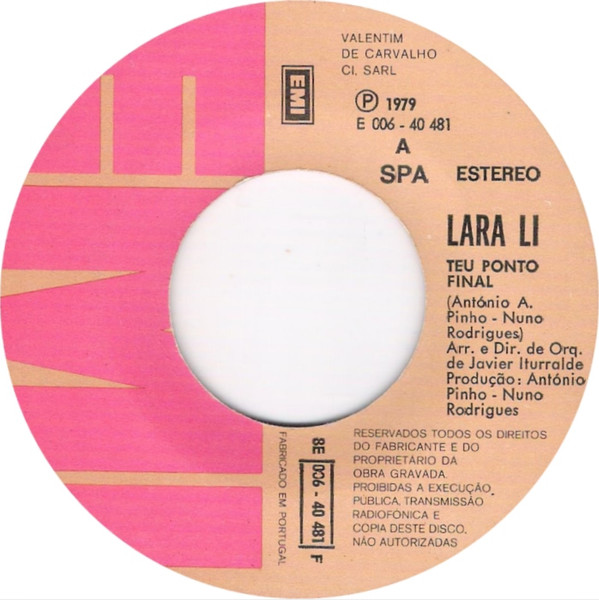 Lara Li - Teu Ponto Final | EMI (8E 006 40 481 F) - 3