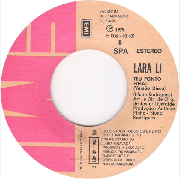 Lara Li - Teu Ponto Final | EMI (8E 006 40 481 F) - 4