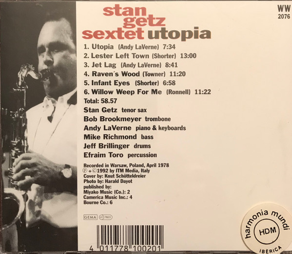 The Stan Getz Sextet - Utopia | West Wind (WW 2076) - 2 The Stan Getz Sextet - Utopia | West Wind (WW 2076) - 2