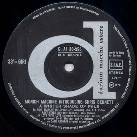 Munich Machine Introducing Chris Bennett - A Whiter Shade Of Pale | Durium (D. AI 30-293) - 4 Munich Machine Introducing Chris Bennett - A Whiter Shade Of Pale | Durium (D. AI 30-293) - 4