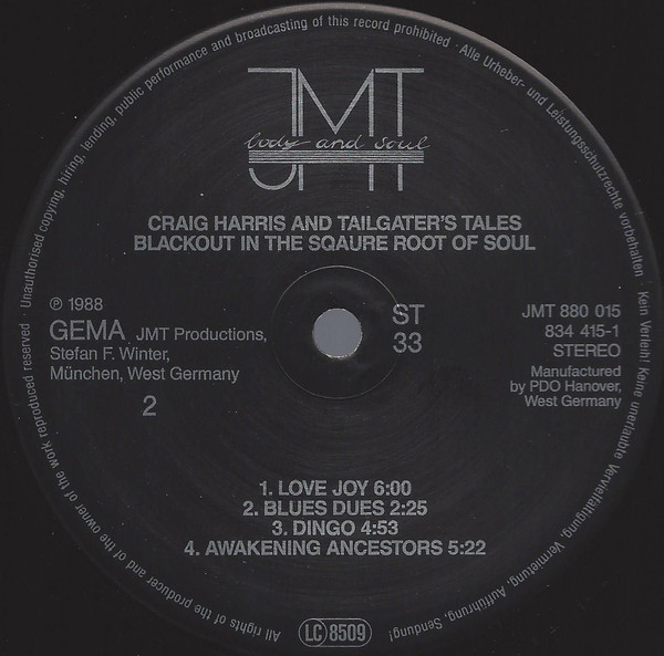 Craig Harris And Tailgaters Tales - Blackout In The Square Root Of Soul | JMT (834 415-1) - 4