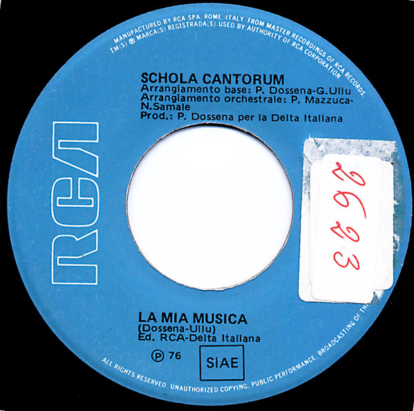 Schola Cantorum - La Mia Musica / Stelle | RCA (TPBO 1222) - 3