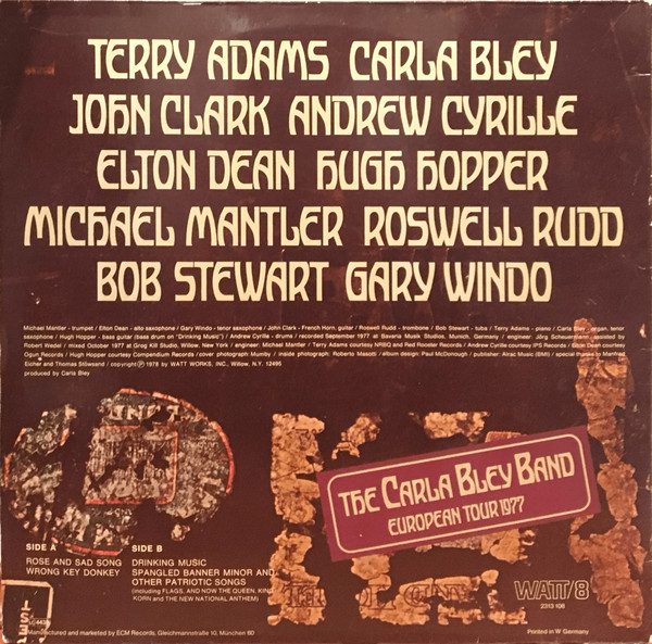 The Carla Bley Band - European Tour 1977 | WATT (WATT/8) - 4