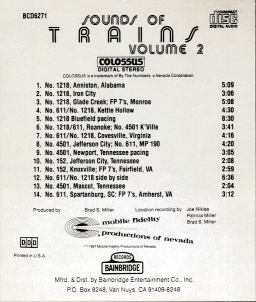 Brad Miller - Sounds Of Trains Volume 2 | Bainbridge Records (BCD6271) - 3 Brad Miller - Sounds Of Trains Volume 2 | Bainbridge Records (BCD6271) - 3