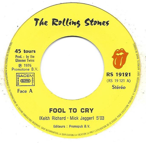 The Rolling Stones - Fool To Cry / Crazy Mama | Rolling Stones Records (RS 19121) - 3