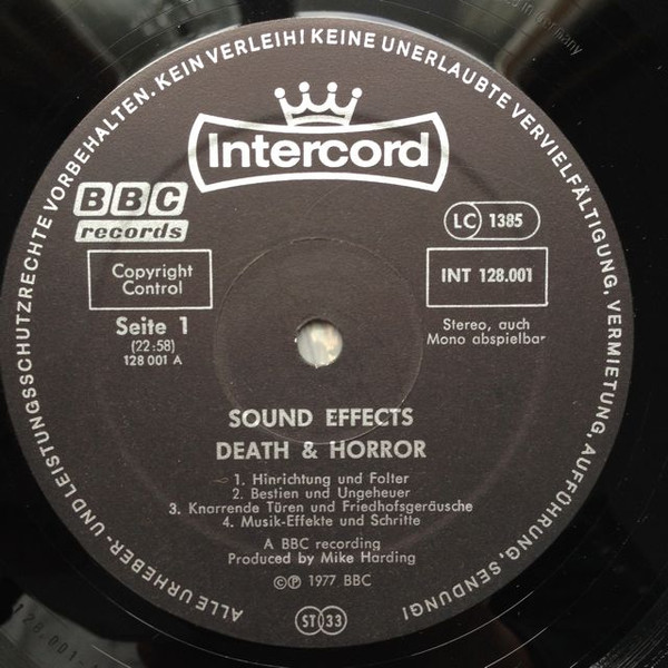 Mike Harding - Sound Effects - Death & Horror | Intercord (INT 128.001) - 3