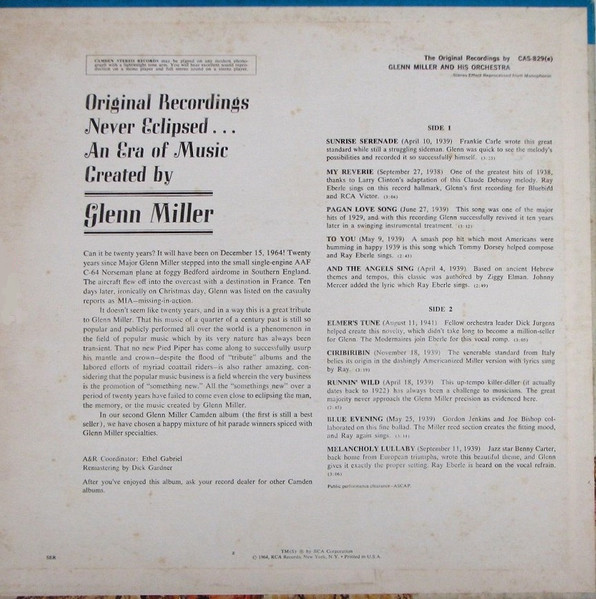 Glenn Miller And His Orchestra - The Original Recordings | RCA Camden (CAS-829(e)) - 2 Glenn Miller And His Orchestra - The Original Recordings | RCA Camden (CAS-829(e)) - 2
